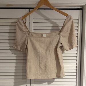 H&M Cream Blouse with Puff Sleeves